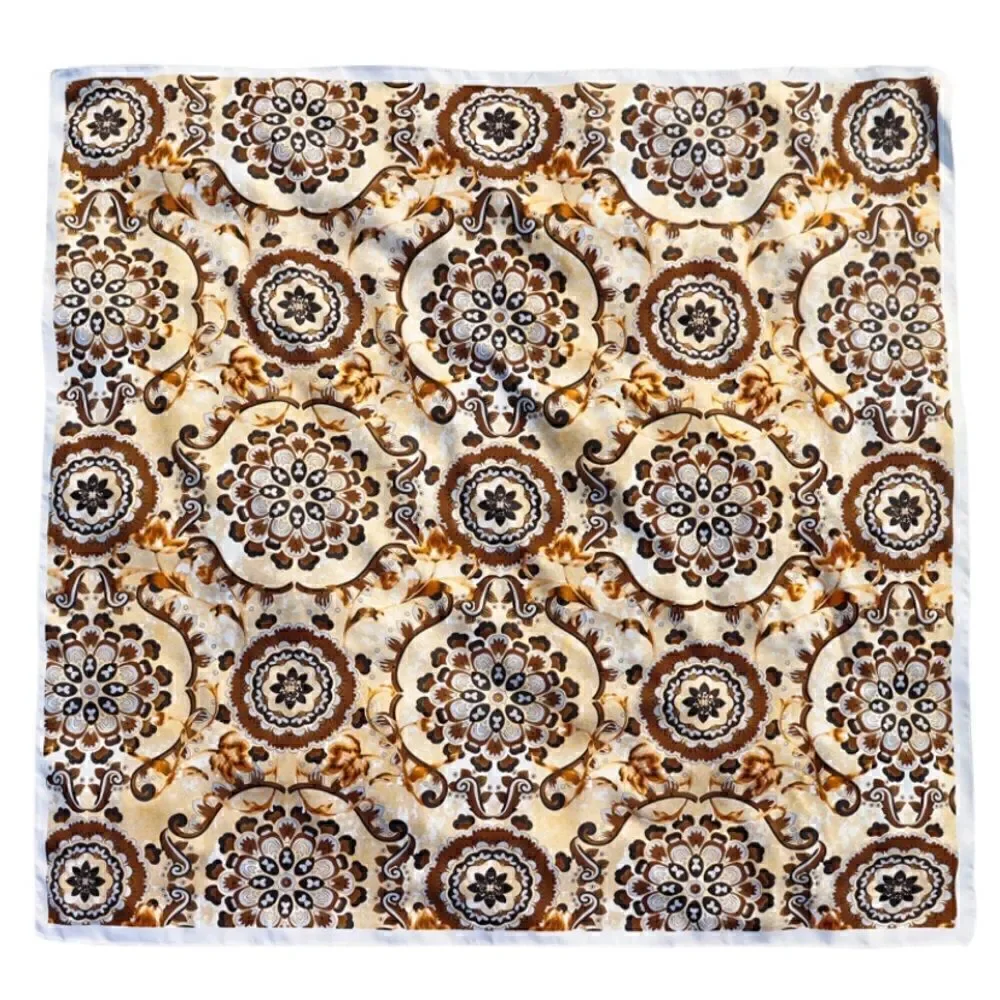 Brown Circles Silky Scarf